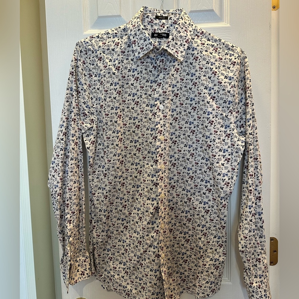 Floral Patterned Express Extra Slim Men's Shirt
